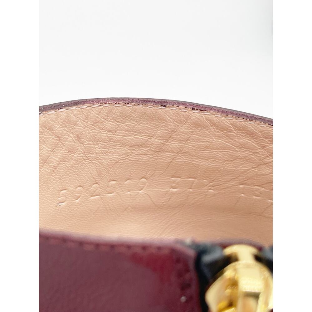 Gucci Burgundy Leather Chain Horsebit Kitten Block Heel Ankle Boots EU 37 - Picture 9 of 11